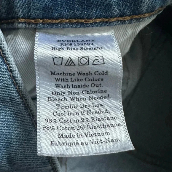 Everlane High Rise Straight Vintage Wash Jeans Size 25 - Picture 7 of 7